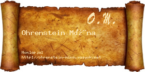 Ohrenstein Mína névjegykártya